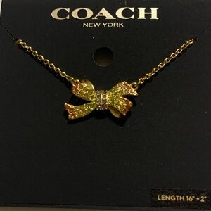 Coach Pave Gold Necklace with Colorful Bow